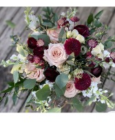 Bridal Bouquet Garden Blush and Burgundy   