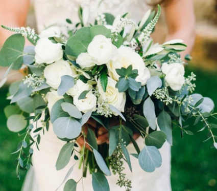 Bridal Bouquet in Whites with Eucalyptus  Wedding 