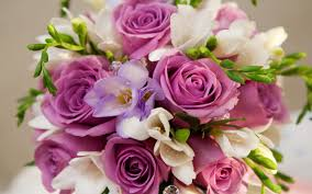 bridal bouquet lavender and white