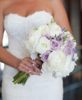 Romantic Bridal Bouquet White & Lavender Flowers 