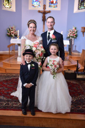 Bridal flowers Cascade bouquets, for the bride and flower girl.