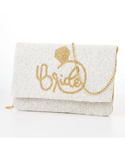 Bride Ring Seed Beads Flap Clutch Bag 