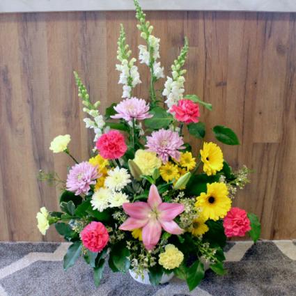 Bright and Beautiful Funeral Basket 