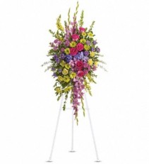 Bright and Beautiful Spray        T249-3A Funeral Standing Spray