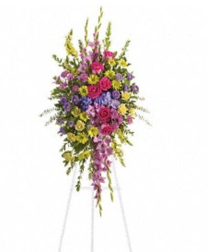 Bright and Beautiful Spray T249-3A Funeral Standing Spray
