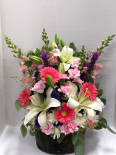 Bright and Beautiful Table top in a basket