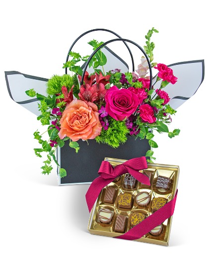 Bright and Bold Blooming Tote Flower Arrangement