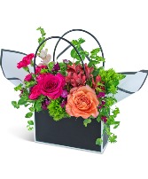 Bright and Bold Blooming Tote Flower Arrangement