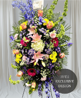 Bright and Bold Standing Funeral Spray
