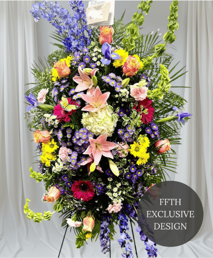 Bright and Bold Standing Funeral Spray
