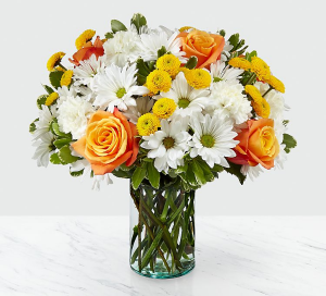 Bright and cheerful  Fresh arrangement in a vase 