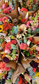 Local Seasonal Flowers Market Wrap Wrapped Bouquet in Burlington, Vermont | Kathy + Co Flowers