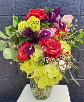 Bright and Embroidered  Live Floral Arrangement + Keepsake