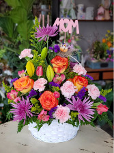 Bright and Happy Mother's Day Basket of Fresh Flowers