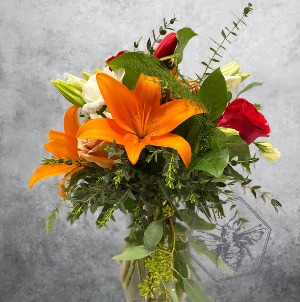 Bright and Spirited Lilies and Roses Designers choice 