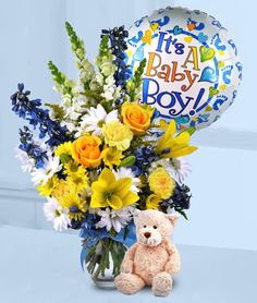 Bright Baby Arrangement *with bear and balloon included