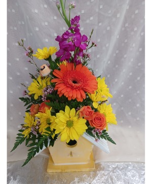 Bright Bird House arrangement M-2 Mothers Day