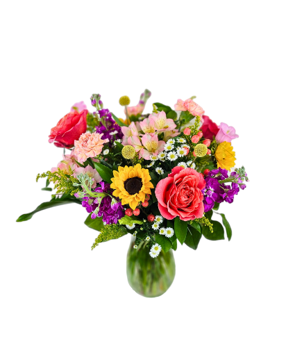 SOLD OUT Bright & Cheery 3 Designer Choice Vased Arrangement
