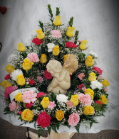 Bright Memorable Thoughts Urn Wreath Funeral Arrangement
