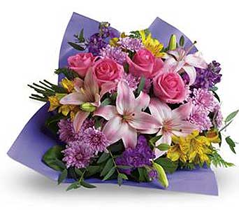 Bright Mixed Flower Wrapped Cut Flowers