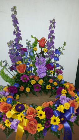 Bright mixed wreath for urn 