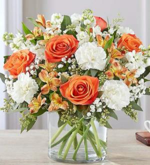 Bright Roses and Carnations Vase Arrangement