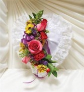 Bright Satin Heart Casket Pillow Funeral