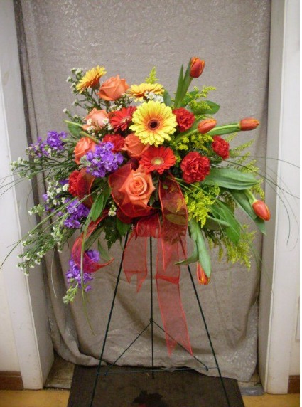 Bright Standing spray Funeral Arrangement