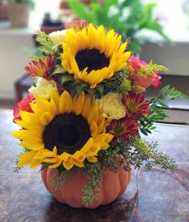 SOLD OUT Bright Sunflower Pumpkin Arrangement