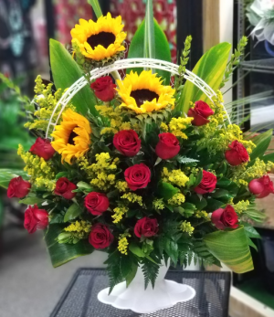 Bright Tribute Funeral Urn Floral Arrangement
