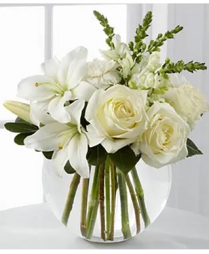 Bright White Bowl Vase Arrangment