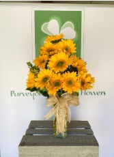 Brighten Someones Day   12 sunflower vase 