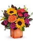 Brighten Sunflower Bouquet Cube Vase Arrangement