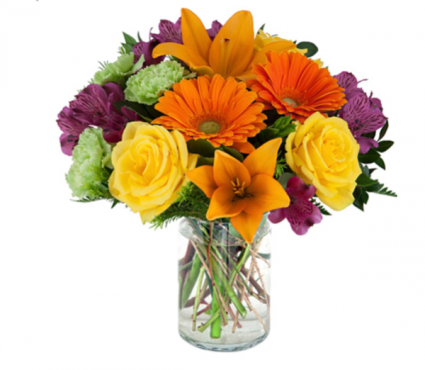 Brighten up your day bouquet  Vase some flower colours  substitutions may apply 
