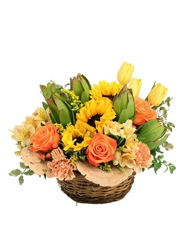 Brightly Joyful Basket Arrangement  in Chester, NS | FLOWERS FLOWERS FLOWERS OF CHESTER, LTD