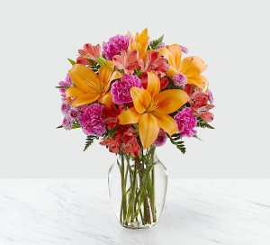 Brilliant & Bright Fresh arrangement in glass vase