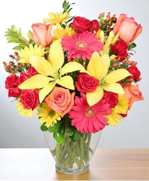 Bring On The Happy Vase of Flowers