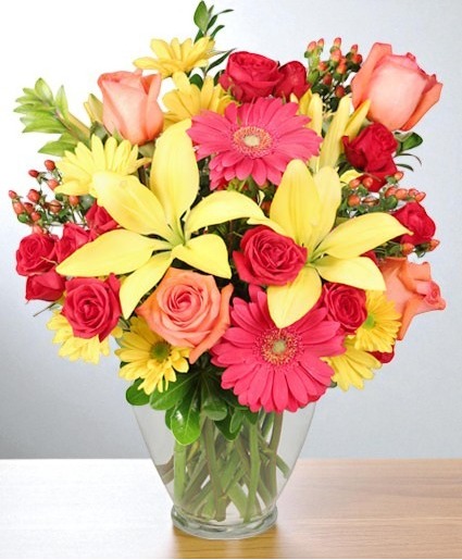 Bring On The Happy Vase of Flowers