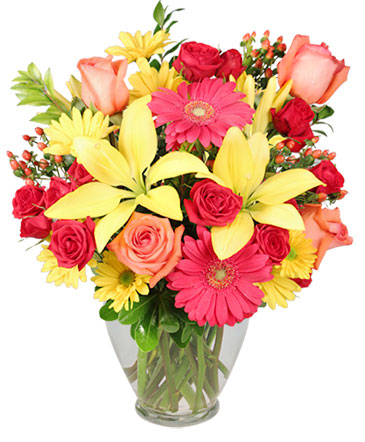 Bring On The Happy Vase of Flowers in Warrington, PA | ANGEL ROSE FLORIST INC.