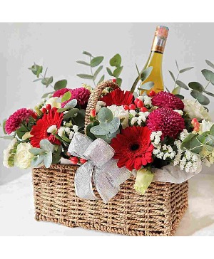 Bring the wine!  flower basket  