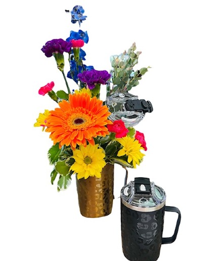 Brumate Coffee Tumbler with flowers 