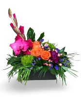 Brush Of Blooms Container Arrangement