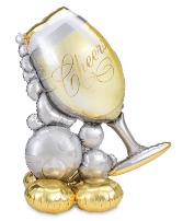 Bubbly Wine Glass Balloon, Inflated 51in high Giant Balloon