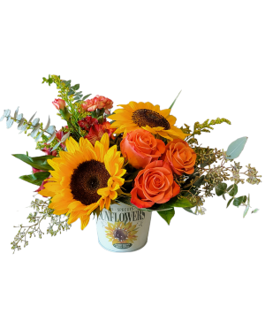 Bucket of Fall Floral Arrangement