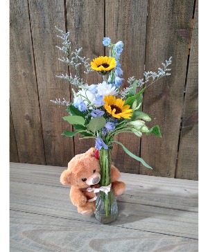 Bud Vase & Teddy Bear Combo Combo