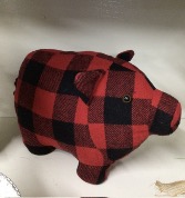 Buffalo Check Pig Door Stop  