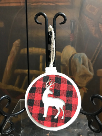 Buffalo Plaid Deer Ornament