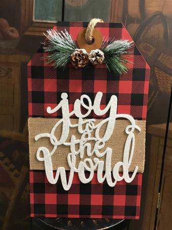 Buffalo Plaid Wooden Hanging Gift Tag
