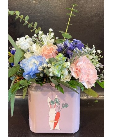 Bunny Cube Vase Fresh Flowers in Fowlerville, MI | ALETA'S FLOWER SHOP
