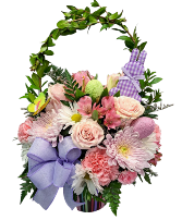 Bunny-licious Gingham Easter Flower Basket